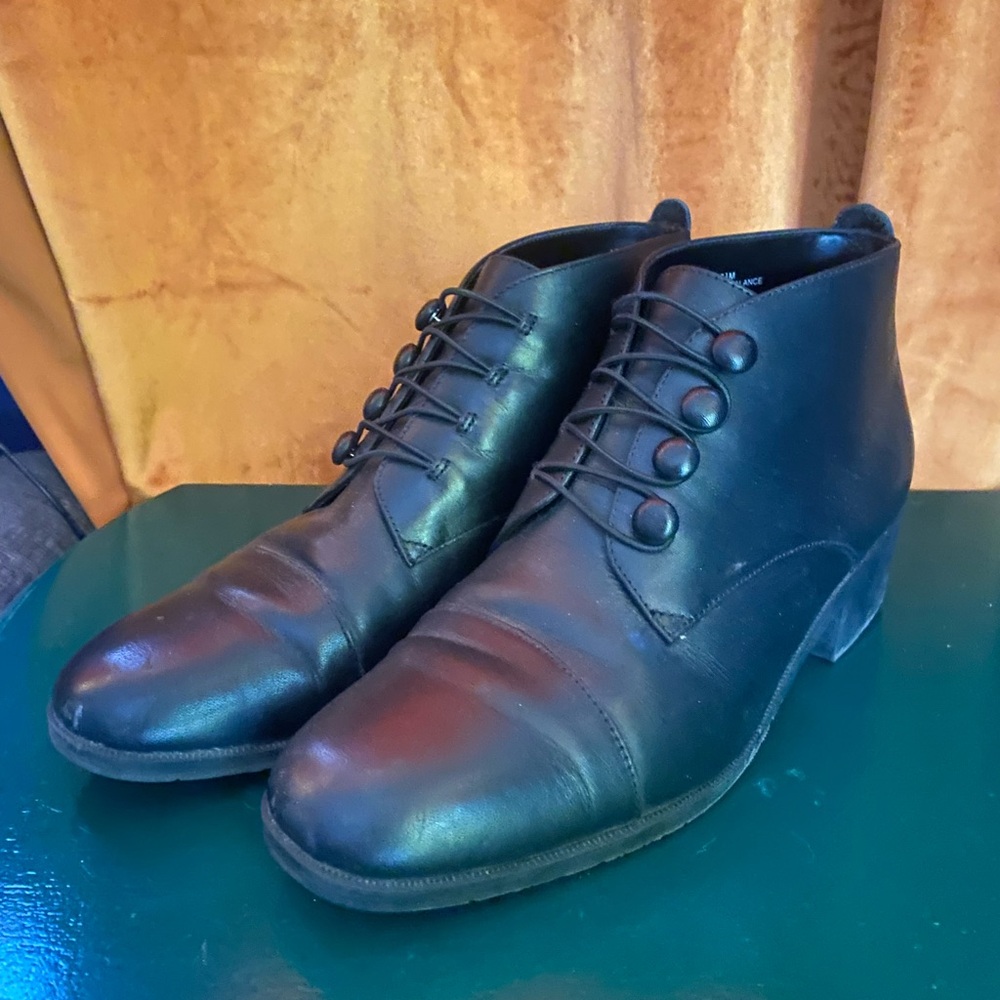 Size 7.5 Black Booties with elastic and button closures